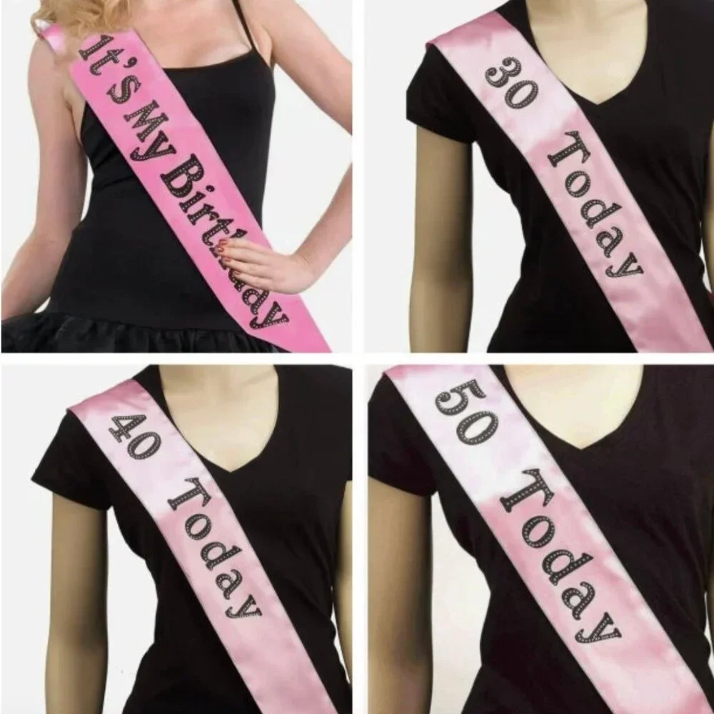 Forum Novelties Pink Satin Birthday Celebration Sash Elegant Party Supplies